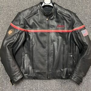Indian Motorcyle Licensed Freeway Black Leather Coat Jacket Men's XXL
